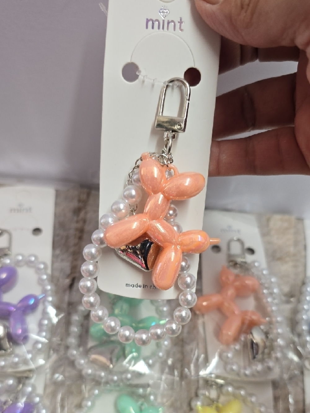 Mint Kids Balloon Dog Keychain - Peach, Mint, Yellow, Purple - Picture 3 of 3